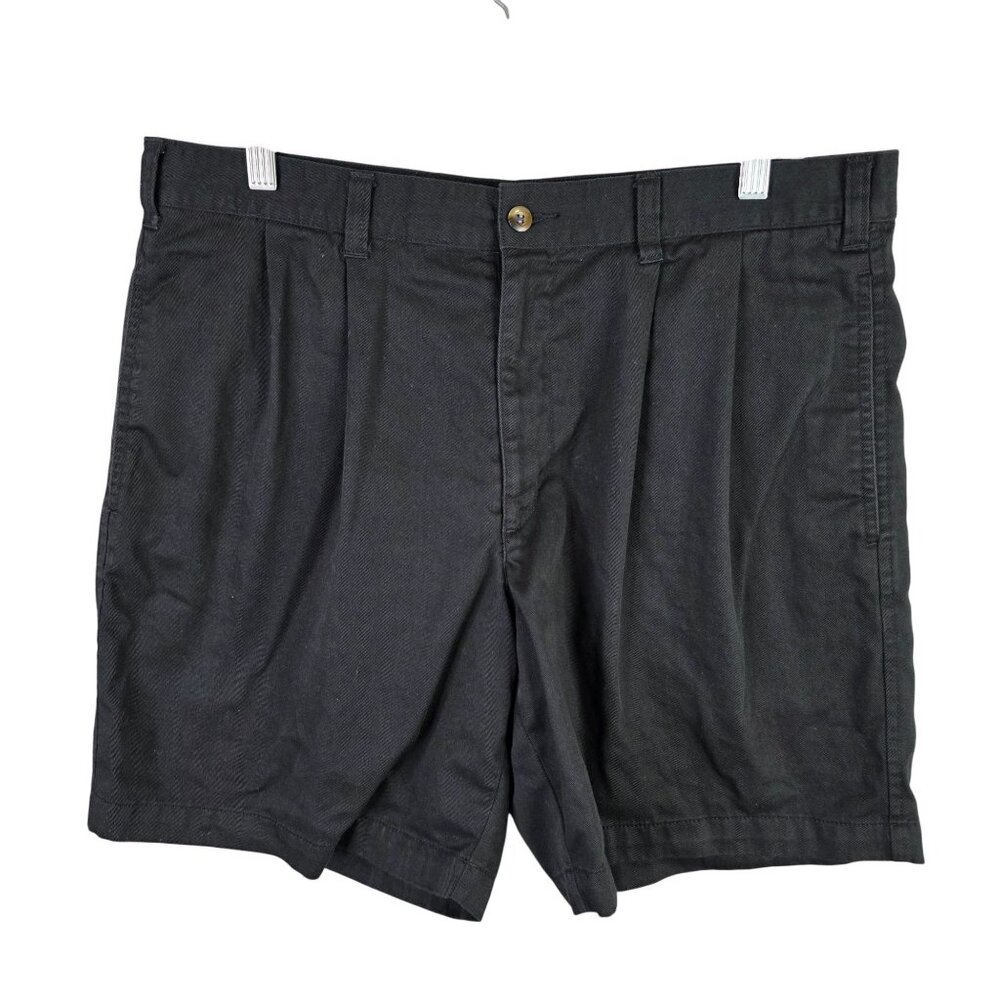 Mens Vintage Dockers Khakis Black Pleated Shorts 100% Cotton 8" Inseam Size 36